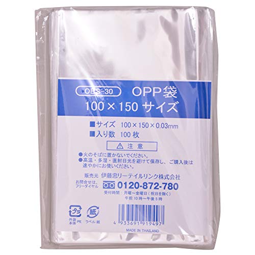 100枚入シール無し/100×150サイズ用/OBS-30 Color:シール無しSize:100×150サイズ用Style:100枚入 パッケージ個数:1 伊藤忠リーテイルリンク OPP袋 透明10