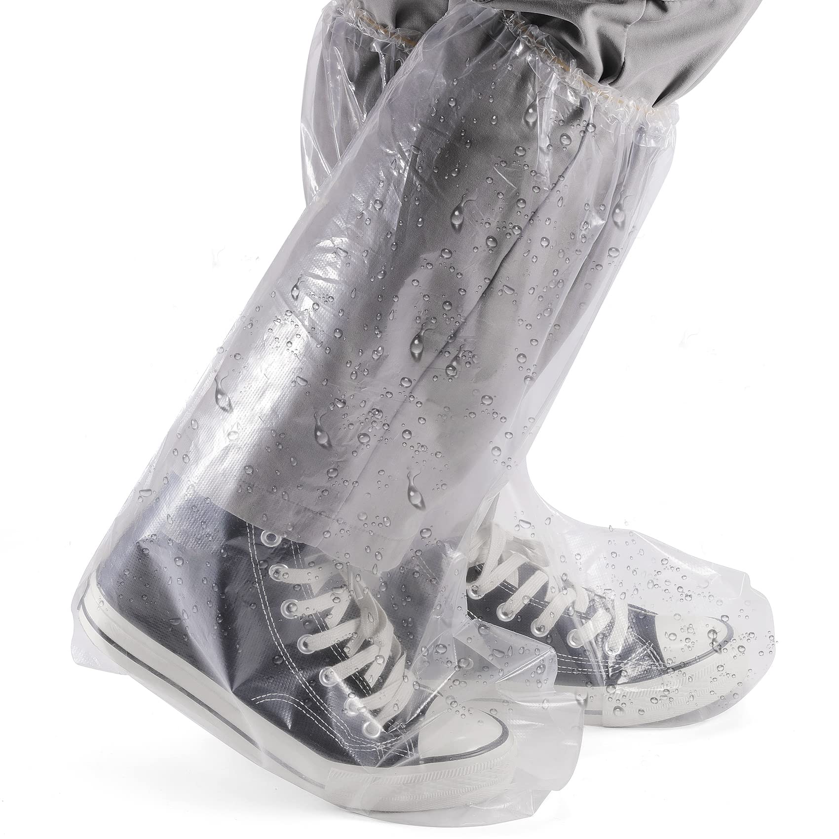 トランスペアレント/長い靴カバー/20枚/10足入・クリア M ・?防水防塵使い捨て靴カバーは、雨の日などの突然の悪天候に適しています。非常に厚いタイプと優れた全体的な気密性により、ユーザーは濡れた靴