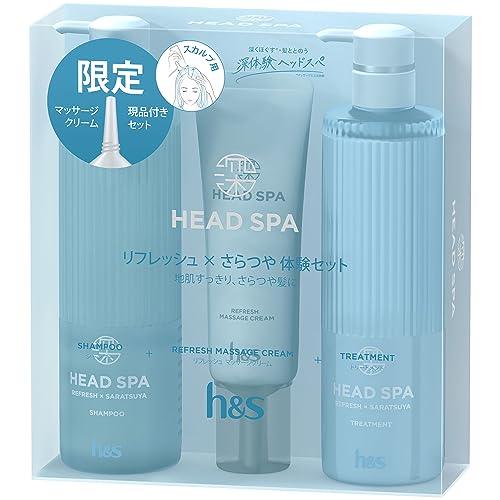 ブルー/4個アソート/- ・パッケージ個数:1 ・h & s 深体験ヘッドスパ リフレッシュ × さらつや シャンプー＋トリートメント＋リフレッシュマッサージクリームセット(435g+435g
