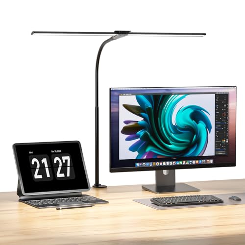 目に優しいLEDデスクライト・ブラック 64cm WBE031 ・・Color:ブラック ・?ダブル光源・高輝度・広い照射面積LED卓上ライト全光束は1200lm、ダブル光源、０°~180°角度調整可