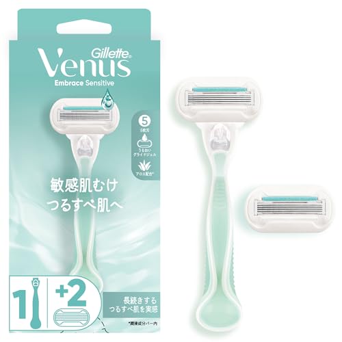 ・ 替刃2個付 ・女性用カミソリ敏感肌むけ。つるすべ肌へ。デリケートな肌もやさしくケア。 ・皮膚科医テスト済み* *米国皮膚科医による自己申告の敏感肌の人に対するP & Gテスト。全ての方に皮