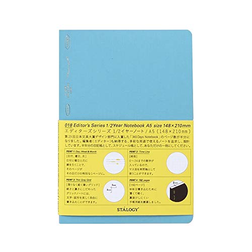 方眼1/2イヤーノートブルー/A51/2イヤーノート/S4110 Color:ブルーStyle:方眼1/2イヤーノート パッケージ個数:1 色：青 規格：A5 縦mm：210 横mm：148 中紙枚：