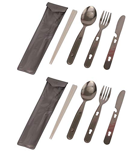 2セット・ 製品サイズ:約ナイフ・フォーク/全長160mm、スプーン・はし/全長165mm ・・Style:2セット ・単品品番:M-7715/キャンピングスプーンセット箸付 ・セット内容:ナイフ、ス